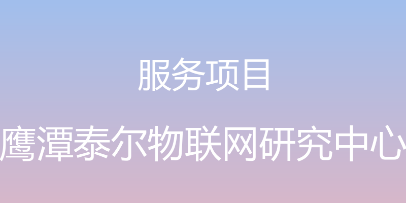 服务项目 - 鹰潭泰尔物联网研究中心